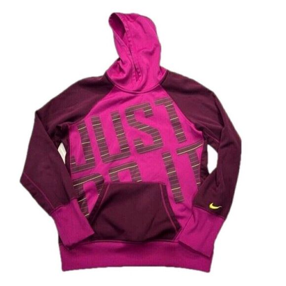 Nike Tops - Nike Therma-Fit Hoodie Sweatshirt JUST DO IT Fleece Lined Spell Out Purple M